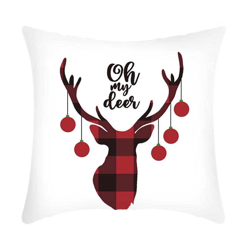 New Christmas Sofa Pillow Cover Home Red Simple Printed Bedside Pillow Cover
