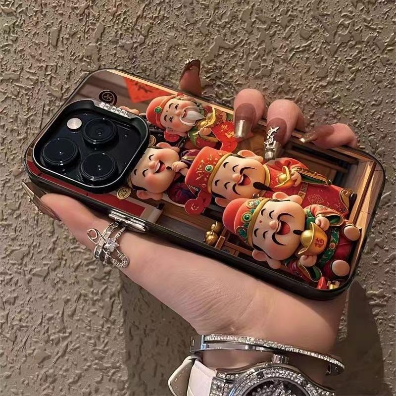 Happy Fortune God phone case for Apple 15 Pro Max, iPhone 16 Plus, fortune protection cover 1417