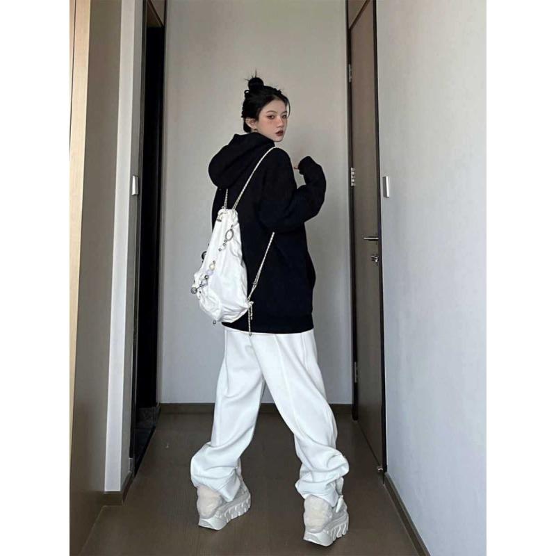 Autumn Winter Loose Casual Letter Printing Hoodies Women Fashion Simple Black Hooded Sweatshirt Pullover Top