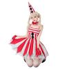 Women's Circus Clown Cosplay Costume Polyester Red/White Dress M-XL