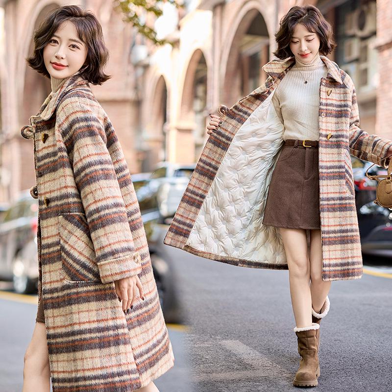 

Женское клетчатое шерстяное утепленное зимнее пальто SY2671 XL: 120-130 lbs