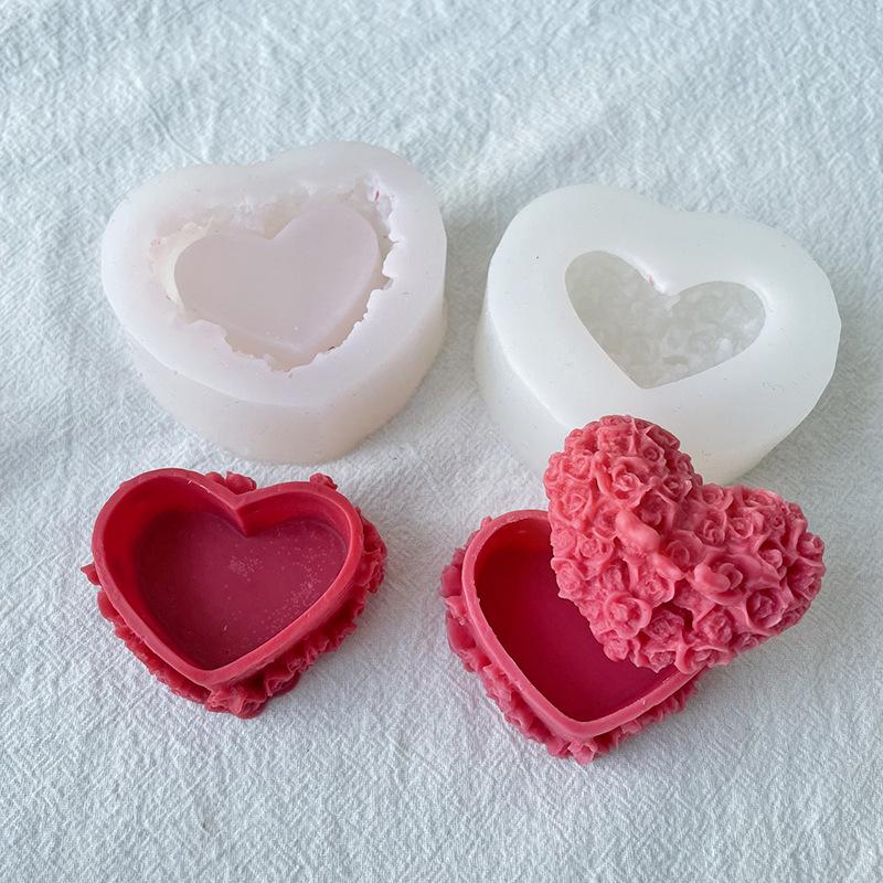 Forma na aromaterapii na svíčku Rose Heart Love Silikonová forma Forma na zdobení dortů na čokoládu Ručně vyrobená forma na svíčku
