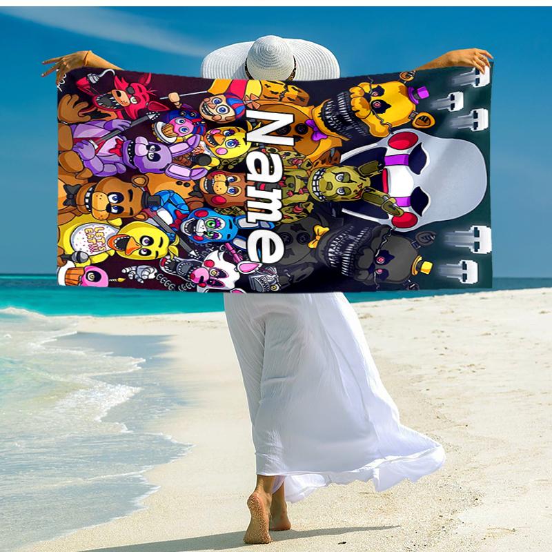 Personalized Customized Proof Beach Towel with Five Nights At Freddy's Pattern - Soft, Absorbent, Quick-drying, Perfect Swimming, Camping&bathing