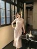 Sleeveless improved cheongsam new white temperament commuting daily waist dress literary girl gentle temperament style