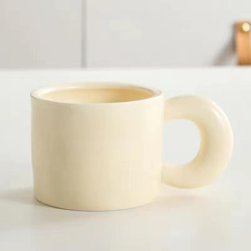 

French milk fufu bear mug with lid spoon girls household cute ceramic cup couple breakfast coffee cup 401-500ml