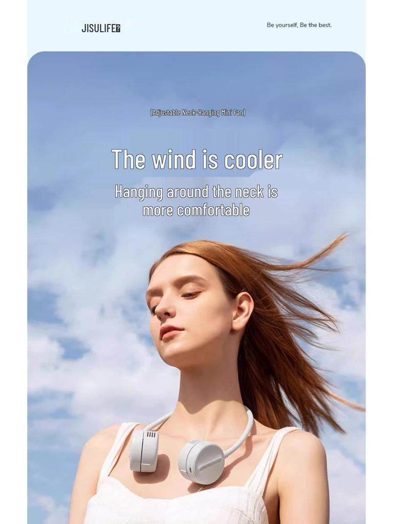 Ji Su Portable Wearable Neck Fan - Low Noise, Leafless, USB Rechargeable