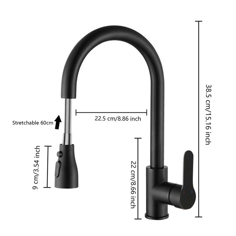Kitchen Faucets 304 Stainless Steel Pull Out Kitchen Sink Water Tap Deck Mounted Mixer Stream Sprayer Head Hot Cold Taps