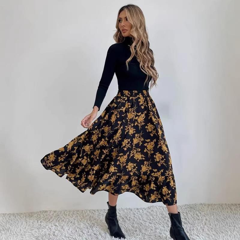 2025 Spring Floral Waist-Cinching Skirt - Loose Fit for Europe & America