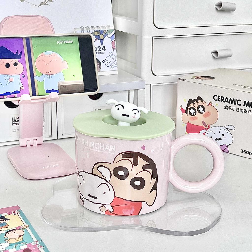 Cute Crayon Small New Cup, Birthday Gift for Boys and Girls, High-value Ceramic Mug with Lid, Couple Coffee Cup