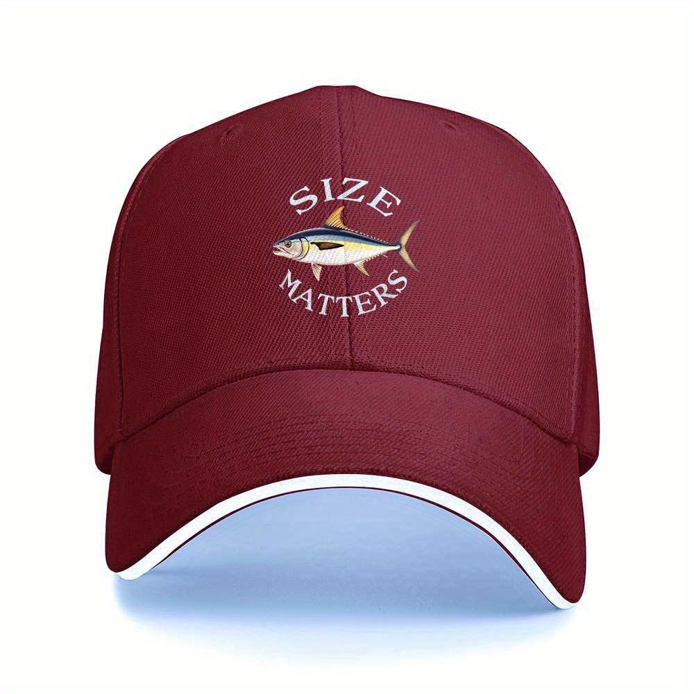 

Size Matters Tuna Fish Graphic Baseball Cap Polyester Adjustable Casual Hat for Anglers Unisex One Size