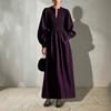 European and American early autumn new elegant A-shaped dress long dress temperament wind bubble sleeve pocket fold