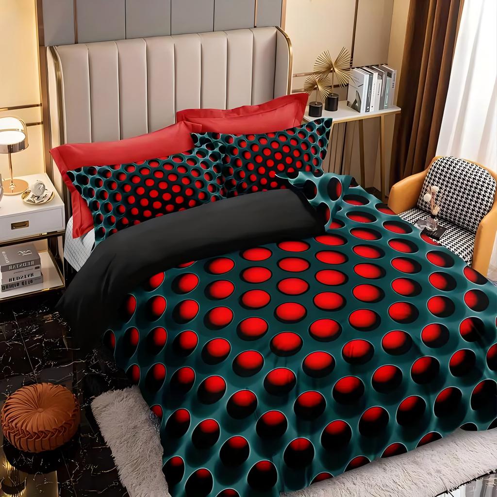 Geometric 3D honeycomb hole pattern duvet cover Cool Technology Colorful style Bedding Cover Polyester Comfortable Quilt Cover