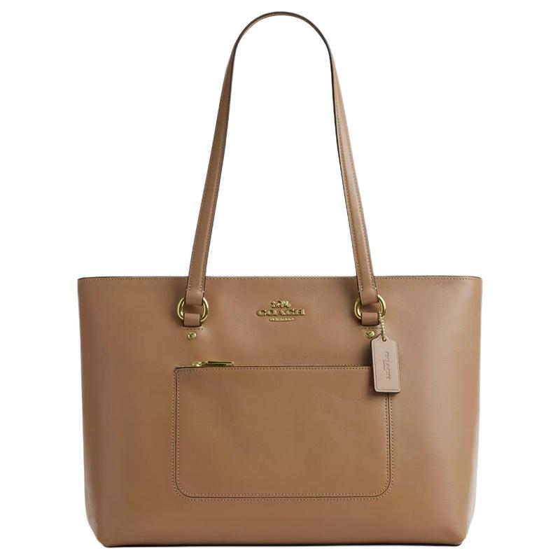 

COACH Station 26 Metal Hardware Monogram Tote Leather Shoulder Handbag Medium Women s Sand Beige золотий