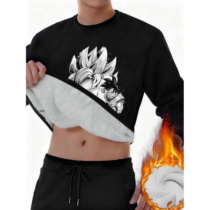 

Special Offer Warm Men s Derong Fleece Top Soft Thermal Crew Neck Long Sleeve Daily Wear Tee M чорний