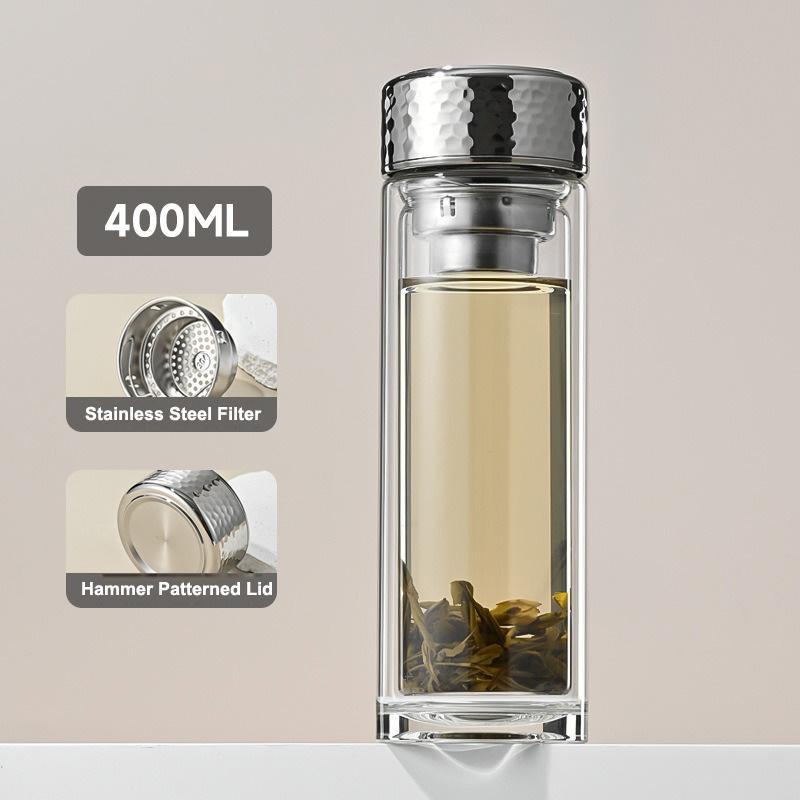 Tea Water Bottle High Borosilicate Glass Double Layer Tea Water Cup Infuser Tumbler Drinkware Water Bottle With Tea Filter