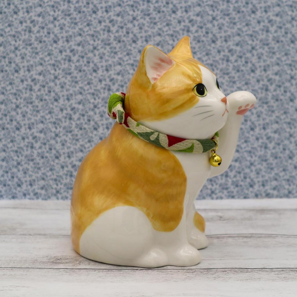 Yakushi Kiln Lucky Cat Uchino Good Luck (Tora) (with Sticker)