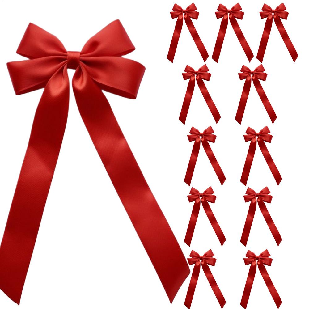 Nœuds Rouges Pour Sapin de Noël 4,53x7,28 Pouces Ornements de Couronne Réutilisables Lot de 12 Nœuds Rouges de Noël Pour Emballage Fête Extérieur