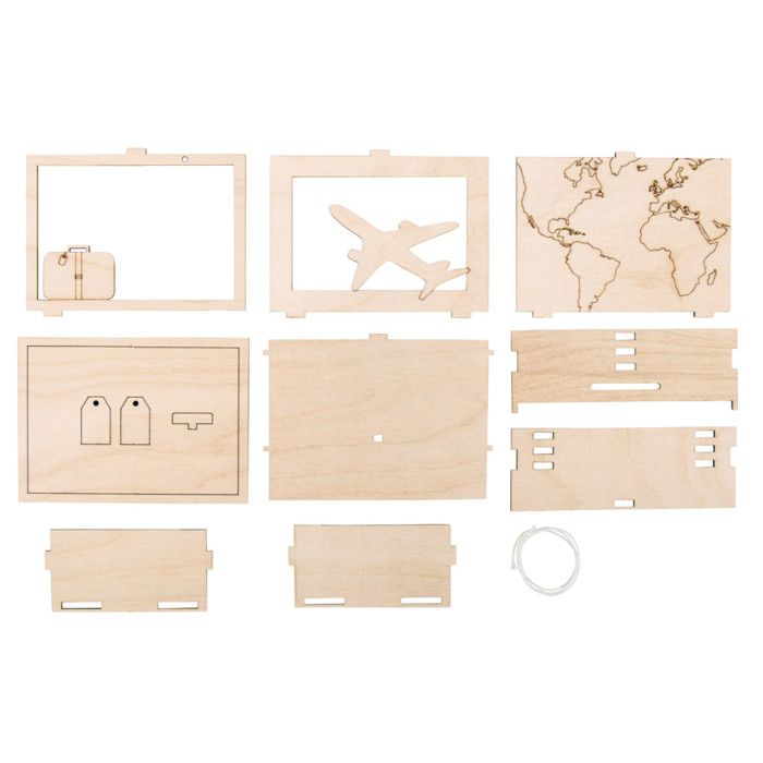 Wooden Piggy Bank - Travel - 11.5 X 8.5 X 5 Cm - DIY Kit - Decorative Objects - Mixed