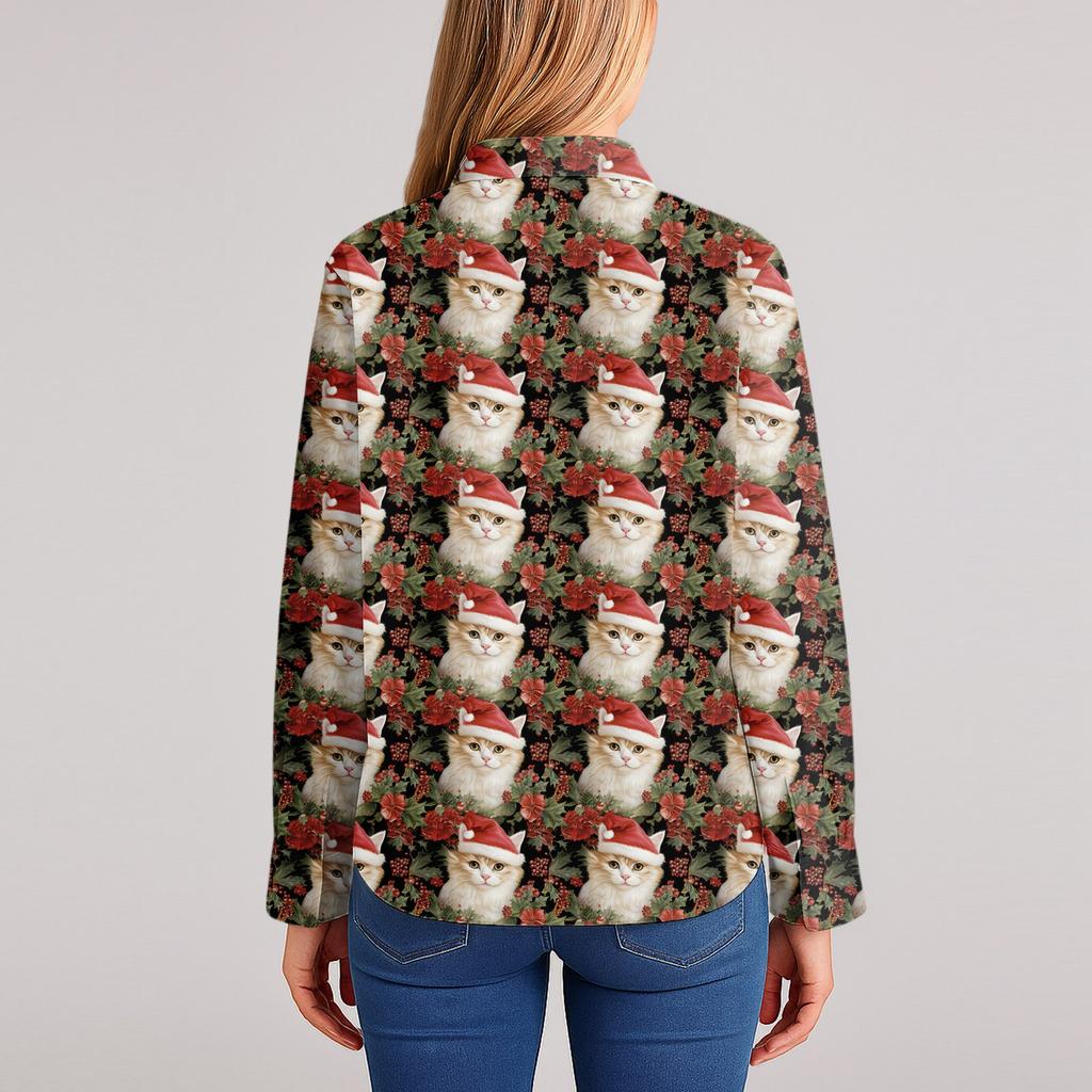 Dameskjorte med blomsterprintknapper, langermet avslappet vanlig skjorte bluser avslappet plussstørrelse basic topper