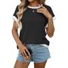 Women's Fashion Color Round Neck Knitted Short Sleeve Color Blocked Loose T,shirt Top