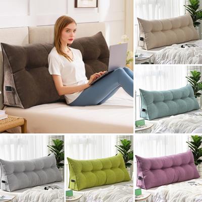 Headboard Triangular Pillow Back Support Headboard Cushion with Side Pocket Daybed Bolster Cushion with Removable Cover for Sitting Reading Dorm