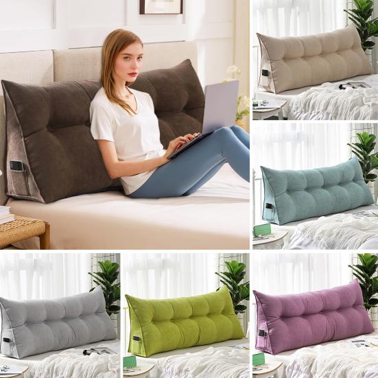Headboard Triangular Pillow Back Support Headboard Cushion with Side Pocket Daybed Bolster Cushion with Removable Cover