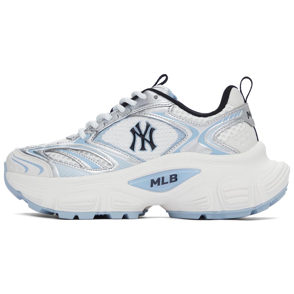 New MLB New York Yankees Anti Slip Wear Resistant Low Top Chunky Sneakers Unisex White Blue 3ASHWD15N-50BLS