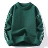 Men's Contrast Stitch Round Neck Sweater, Loose Knitted Pullover for Autumn-Winter 2024