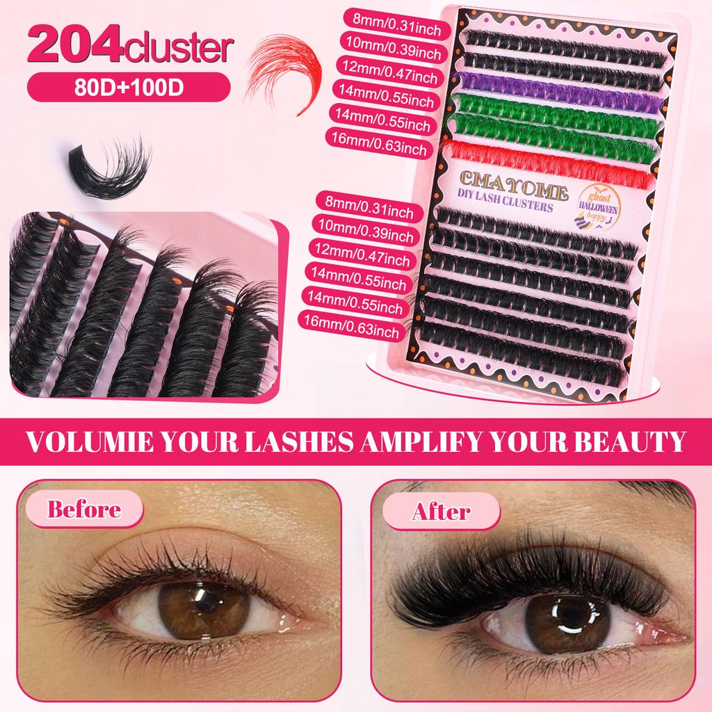 Dense D-Song Color Single-Cluster False Eyelashes Set 8-16Mdiy Segmented Curled Eyelashes