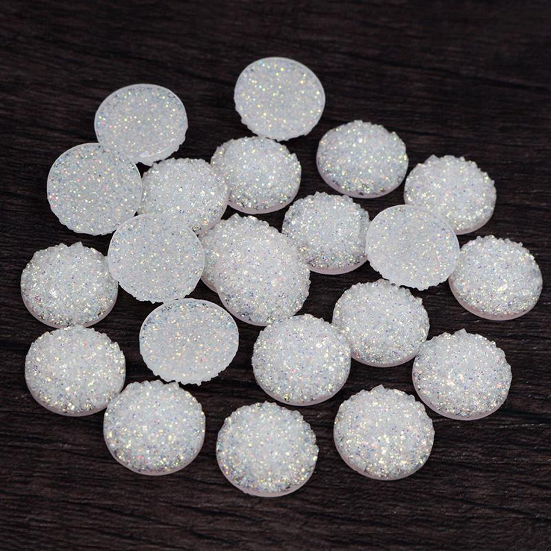 40 Stück/Los 8mm 10mm 12mm Mixfarben Druzy Naturstein Konvex Flachrücken Harz Cabochons DIY Schmuckherstellung Zubehör Zubehör