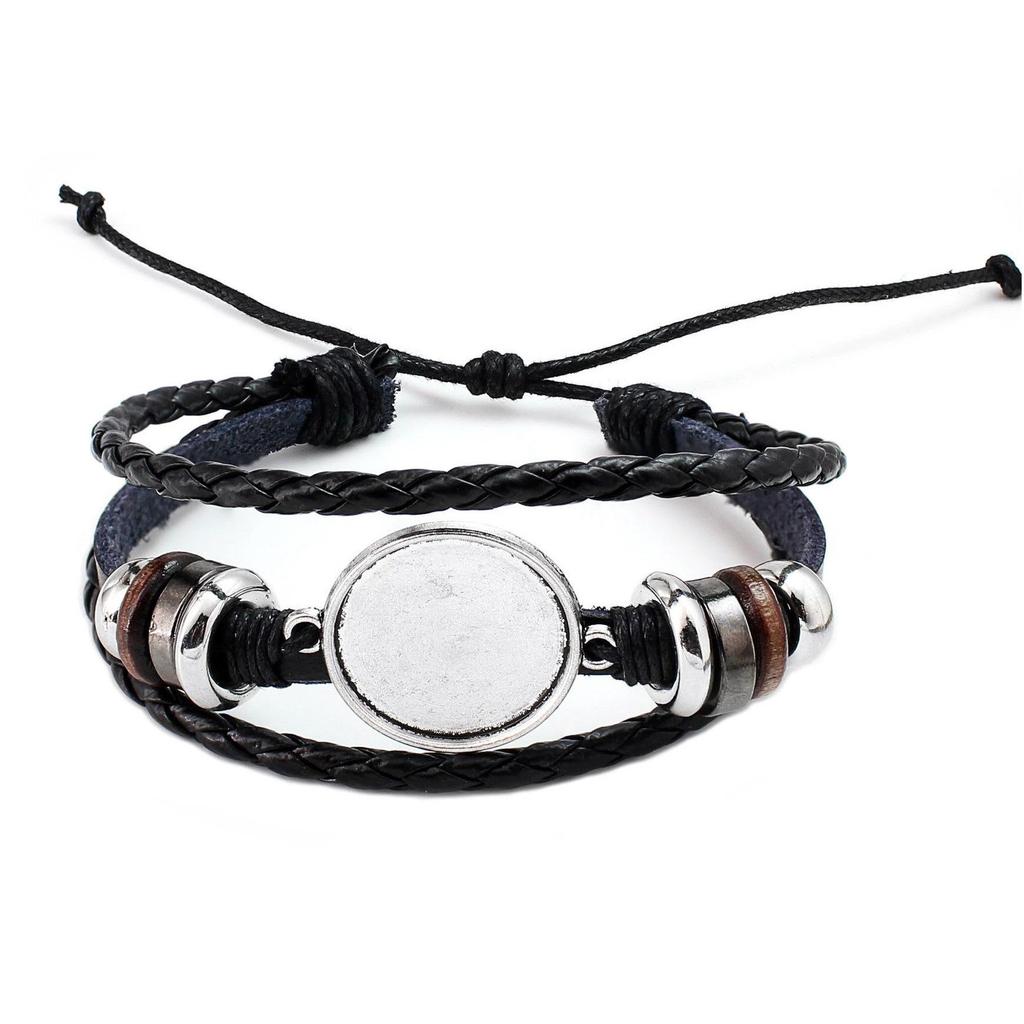 Cross-Border Punk Retro Leather Bracelet - DIY Noosa Buckle Hand Rope Jewelry Accessory (Semi-finished)