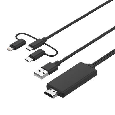 Smartphone zu HDMI Übertragungskabel, 1080P Handy zu TV Spiegelungsadapter Kompatibel mit Smartphone/Tablet