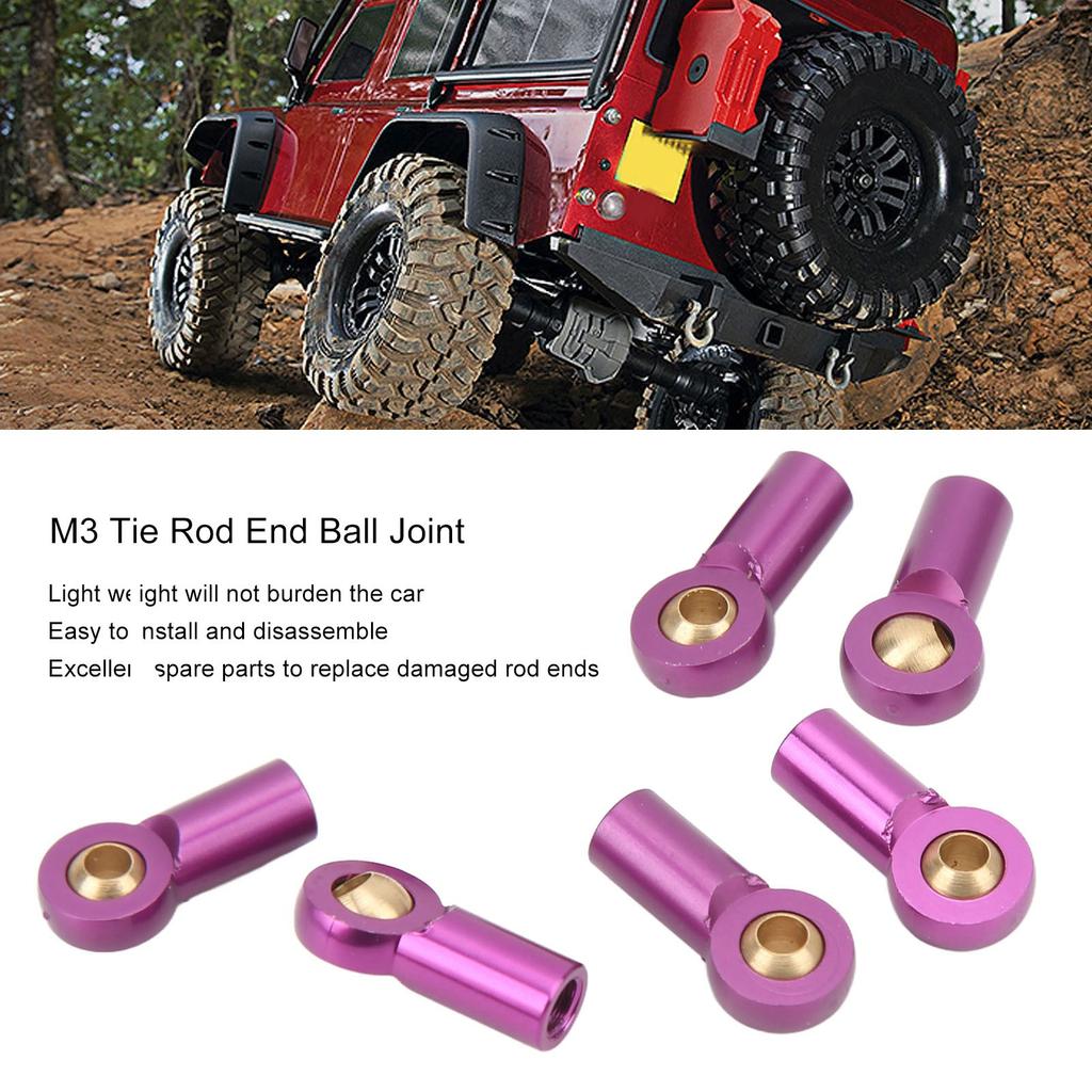 6Pcs Aluminum Alloy M3 Link Rod Tie Rod End   Head Joint Holder for 1Celsius10 RC Car