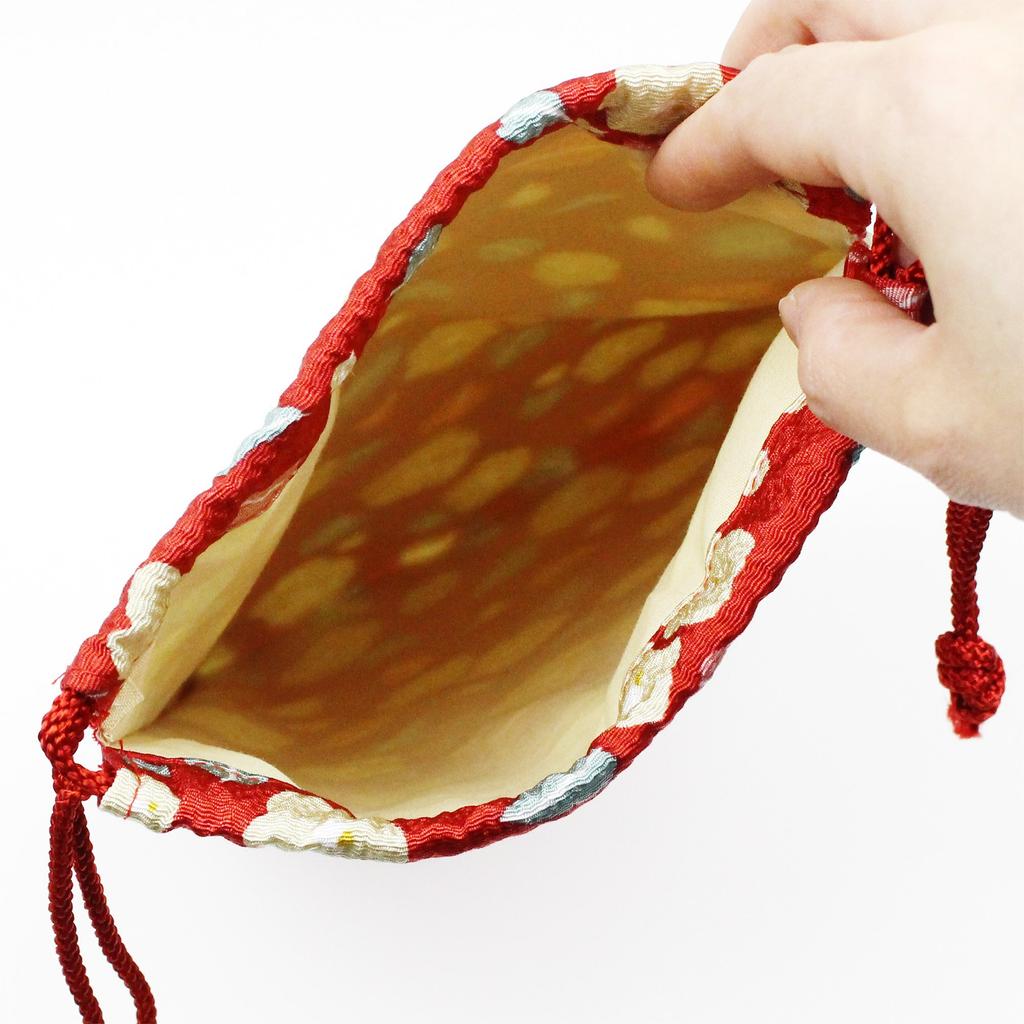 Kurochiku Goshuincho Drawstring New Flower 21707501 (Seal Book) Case, Bag, Basket, Camellia, Red,