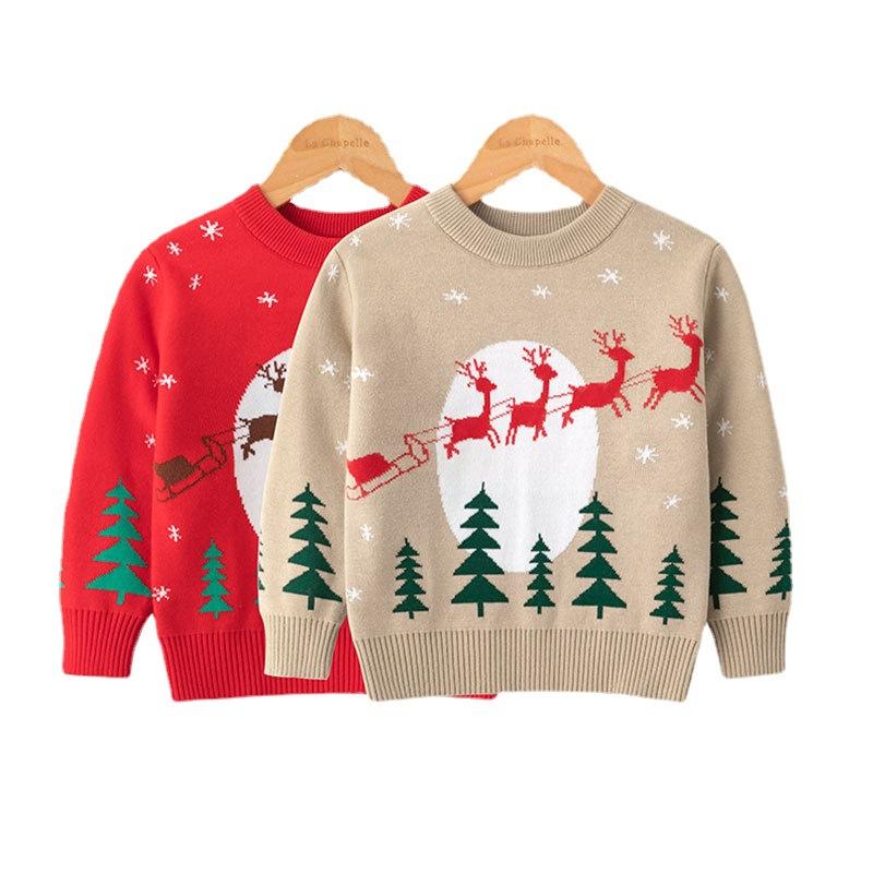 Maglioni di Natale per bambini Collezione Autunno/Inverno Pullover natalizio da ragazzo con renna Maglione a maglia intimo da bambina Abbigliamento per bambini