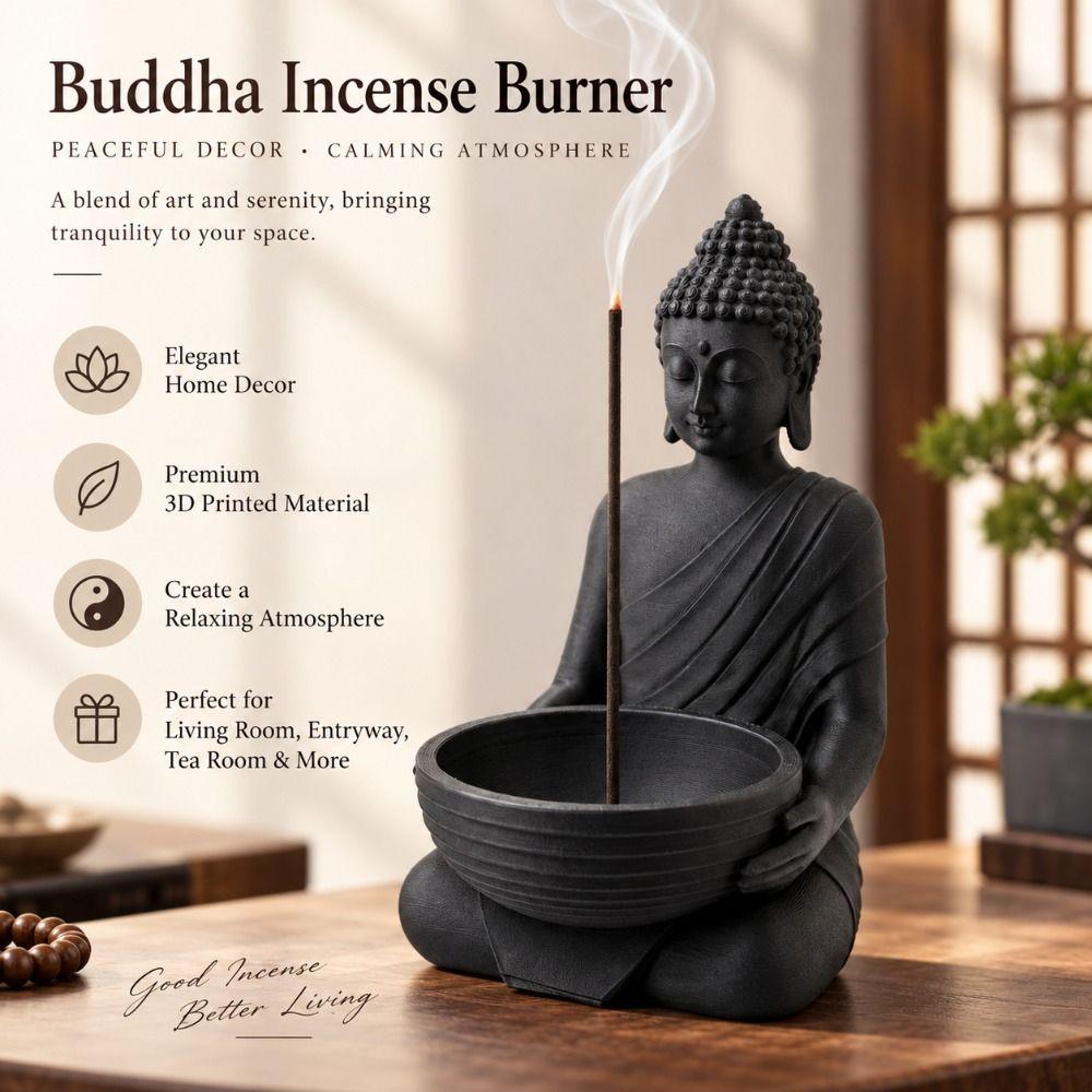 with Ash-Catching Chinese Zen Incense Stick Holder Meditating Monk Stick Incense Holder  Home Decor