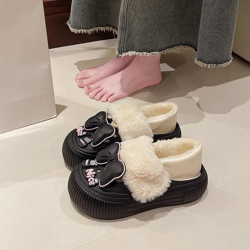 Fashion Detachable Cotton Slippers for Women's Autumn Winter 2024 New Indoor Home Warm Shoes Anti Slip Winter Cotton Slippers