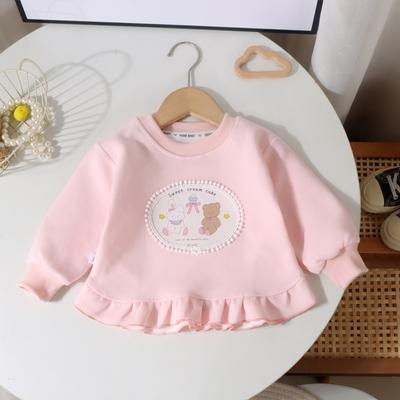Girls' Cartoon Print Round Neck Sweatshirt