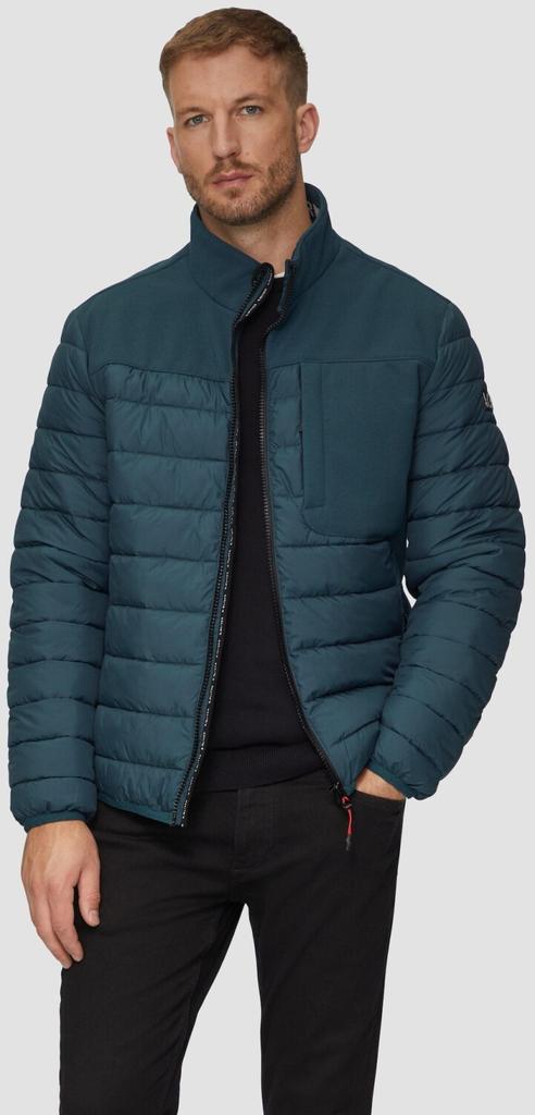 Зимняя куртка s.Oliver Легкая стеганая куртка из смеси материалов с контрастными деталями (2150262) синий