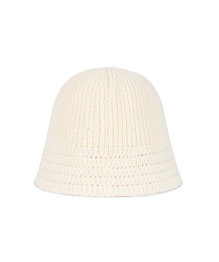 Bajal Va Square Applique Knit Bucket Hat Ivory