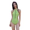 Sportful Style Sexy Zipper One-piece Triangular Swimsuit Women's Belly Cover Slimming Swimming Pool Hot Racing