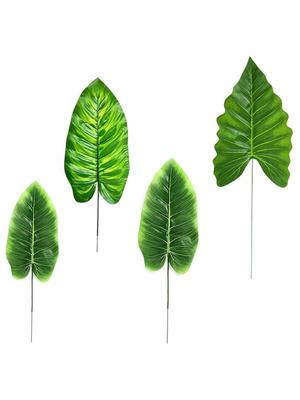 20 Stück tropische Monstera-Blätter, künstliche Pflanzen, Paradiesvogelblätter, künstliche Bananenblätter, gefälschter Palmenblattfarn als Akzent für tropisches Grün