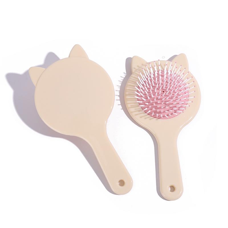 Women's Black Cat Ear Cushion Massage Comb – Portable, Smooths Hair