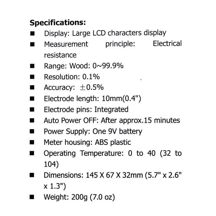 Portable Digital Wood Moisture Meter 0-99.9% Two-Pin Timber Damp Tester with Large LCD Display for Home Inspection