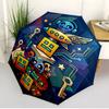 Geometry Dash Print Automatisk Åben Lukke Paraply, Bærbar Foldbar Paraply, til Udendørs Pendling Campingtur, Ideel Fødselsdagsgave