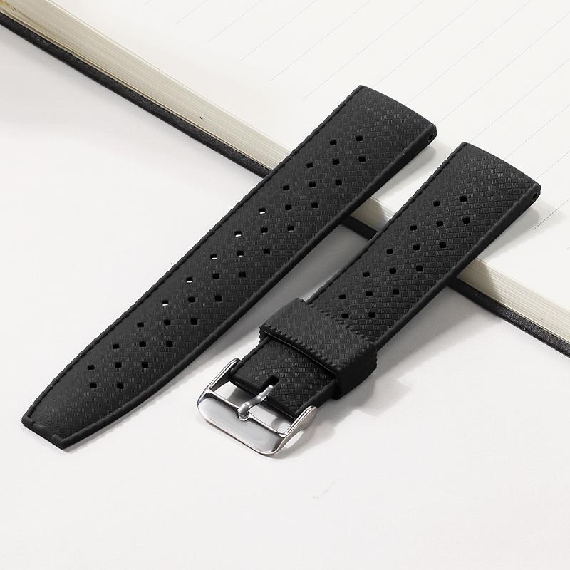 Classic Tropical Style FKM Silicone Watch Strap 20mm 22mm Watch Band Smart Watch Strap for Seiko Watch Replacement Bracelet Belt