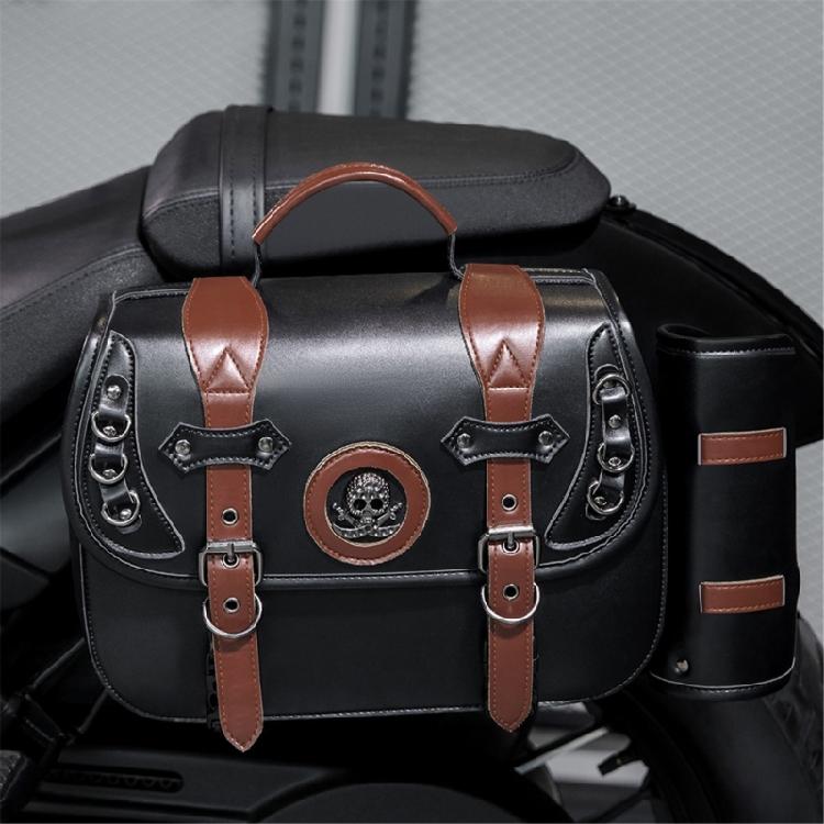 Vintage Style Motorcycle Saddlebags PU Leather Waterproof Side Bag Large Capacity Saddlebags Easy Carrying for Bike 
