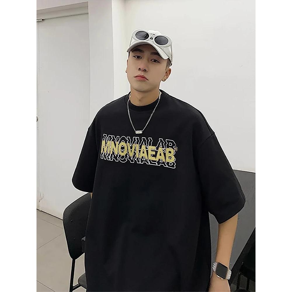 Letter Graphic Men's T-shirts Quality Cotton Clothing Fashion Hip Hop Streetwear Summer New Male Short Sleeve Tees Harajuku Tops