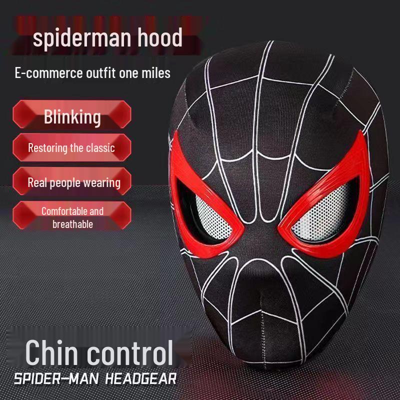 Electric Spider-Man Mask with Blinking Eyes - Light-Up Cosplay Helmet Toy for Kids