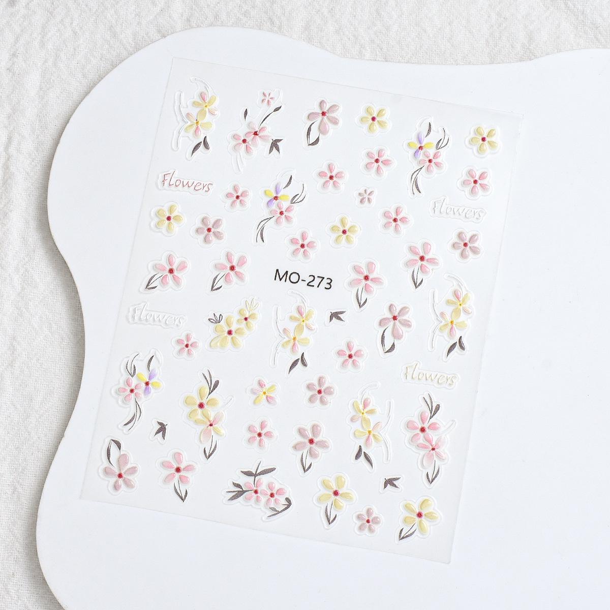 5D Embossed Floral Nail Art Stickers - Colorful Summer Small Ice Flowers